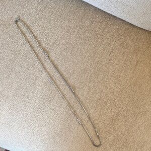 EUC Vintage Ann Taylor Elegant Silver Necklace with Crystals, 16”